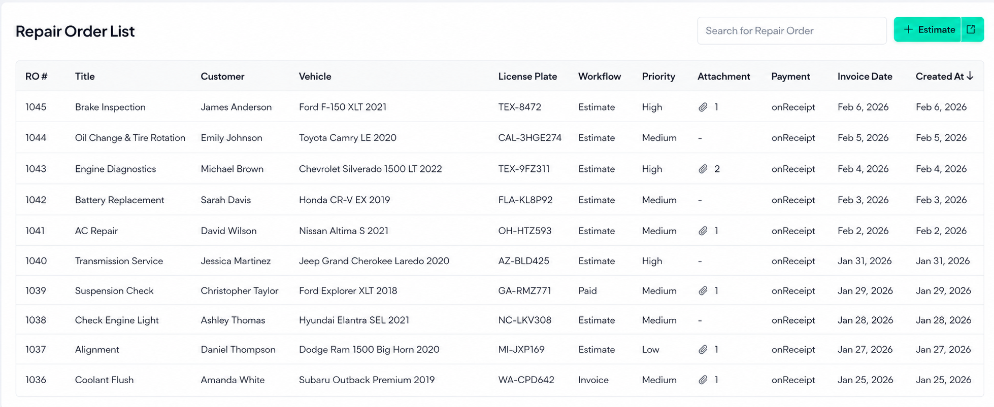 shop management tool work orders