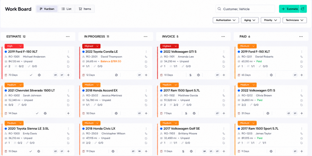 shop management tool work orders
